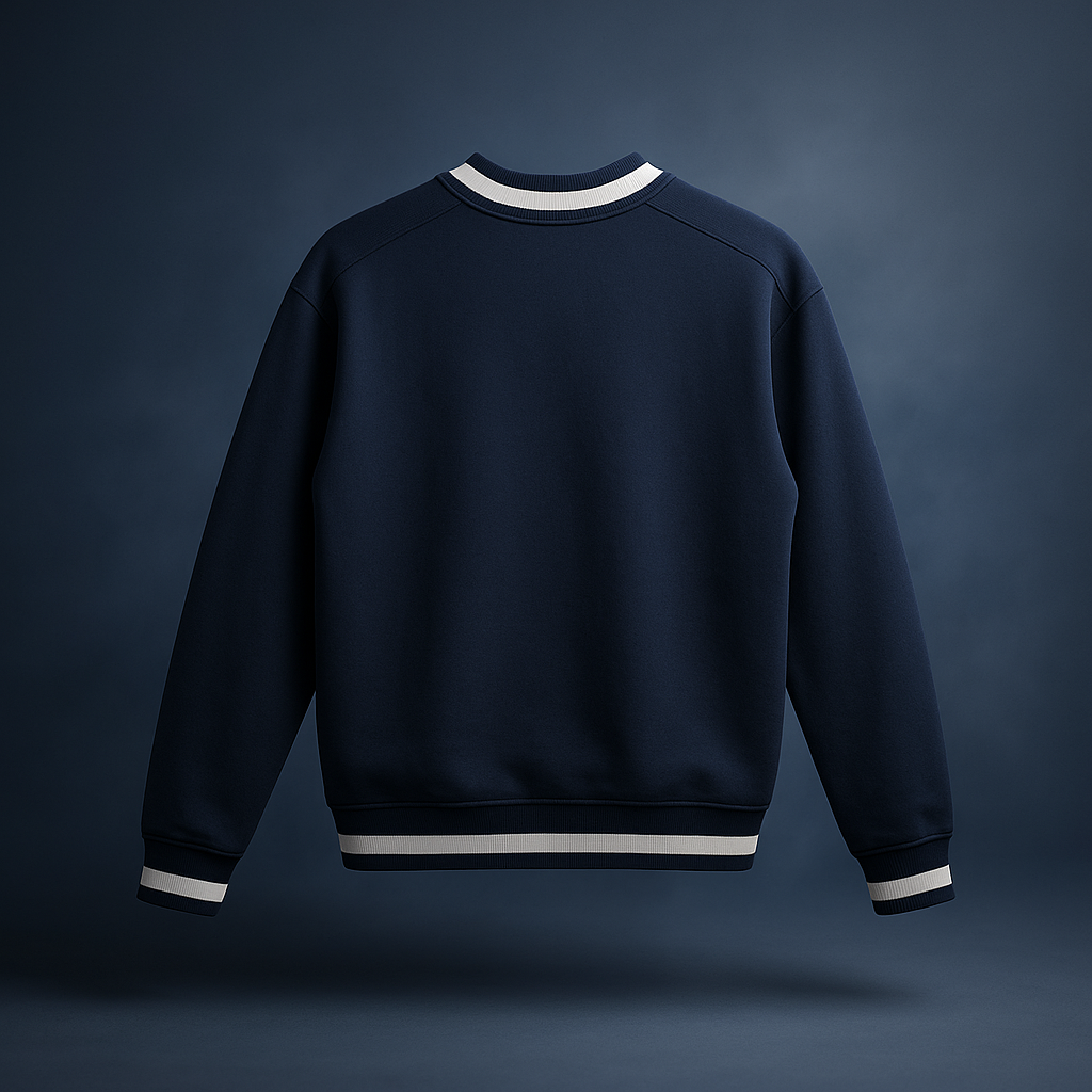 V-Neck Contrast Collar Boxy Sweatshirt
