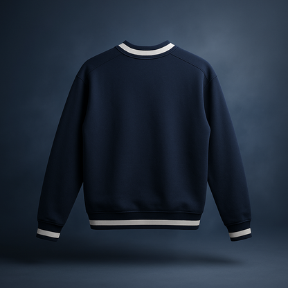 V-Neck Contrast Collar Boxy Sweatshirt