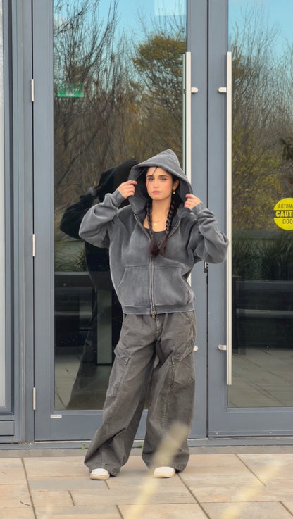 Zip-Through Boxy Fleece Hoodie