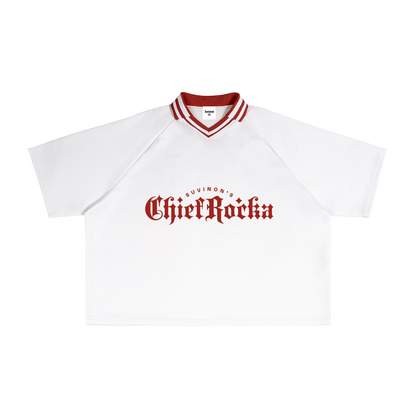 Contrast Lapel Collar Boxy T-Shirt