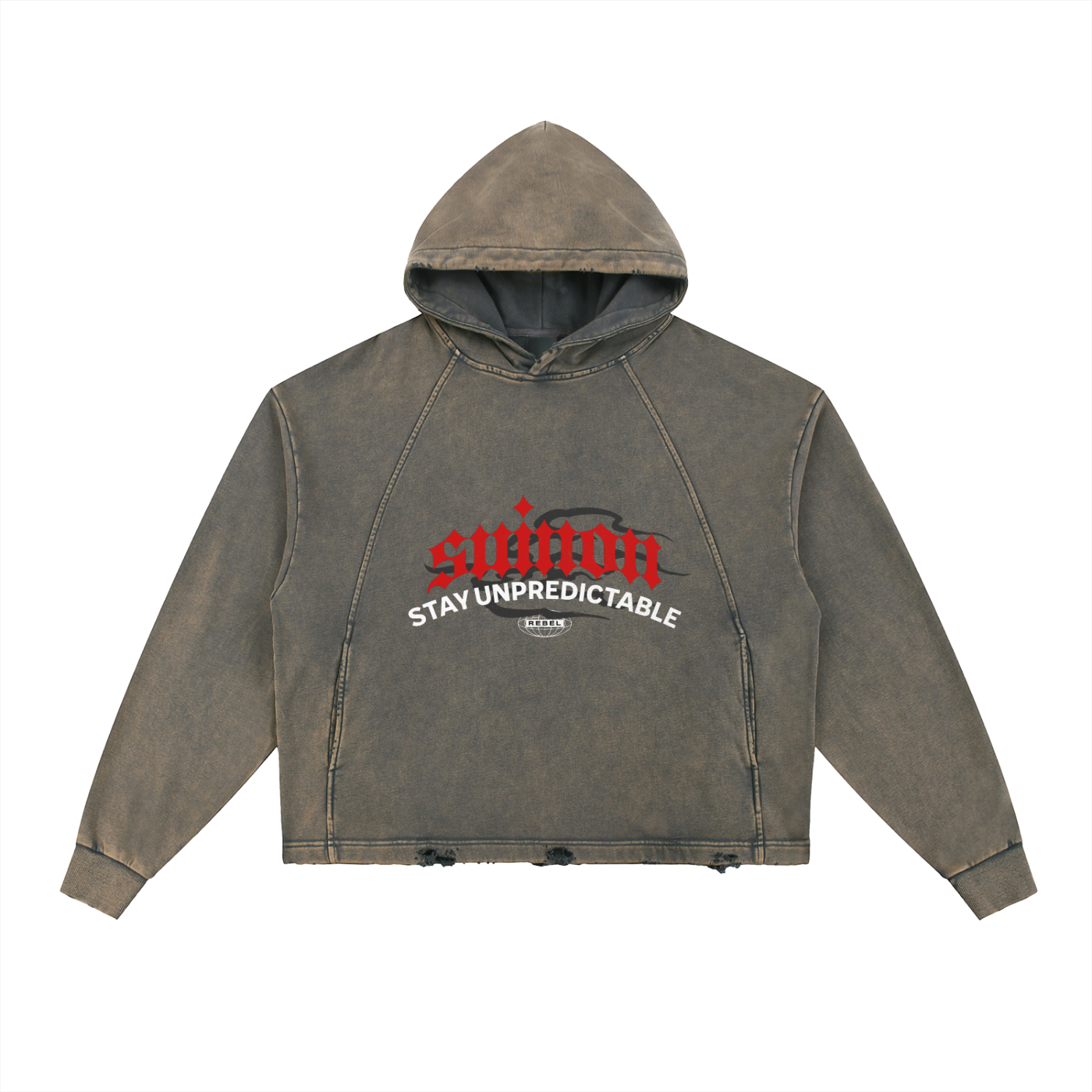 Vintage Washed Frayed-Hem Hoodie