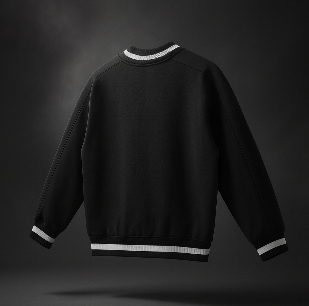 V-Neck Contrast Collar Boxy Sweatshirt